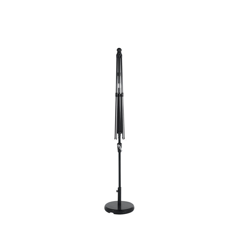 Parasol de marché octogonal à inclinaison automatique 108 po x 108 po Crank, Noir, Chambray Rollo