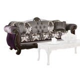 Canapé Nicola, mauve, chenille grise, similicuir, 2 coussins 93 po