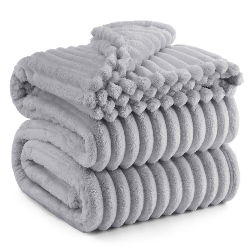Bedsure Soft Fleece Throw For Beds & Sofas, Light Grey, 240cm x 220cm