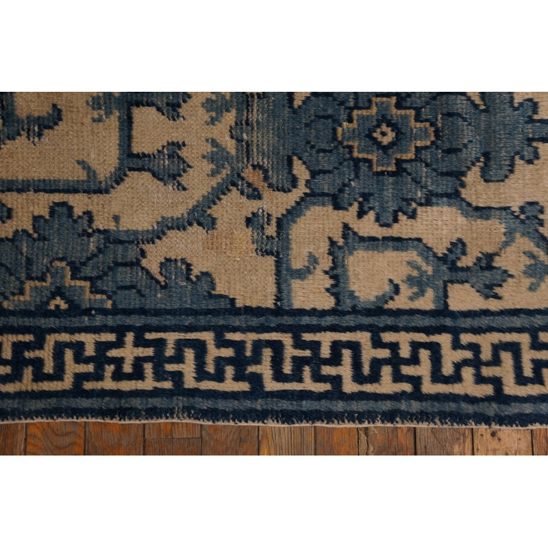 Petit tapis bleu et blanc Ningxia