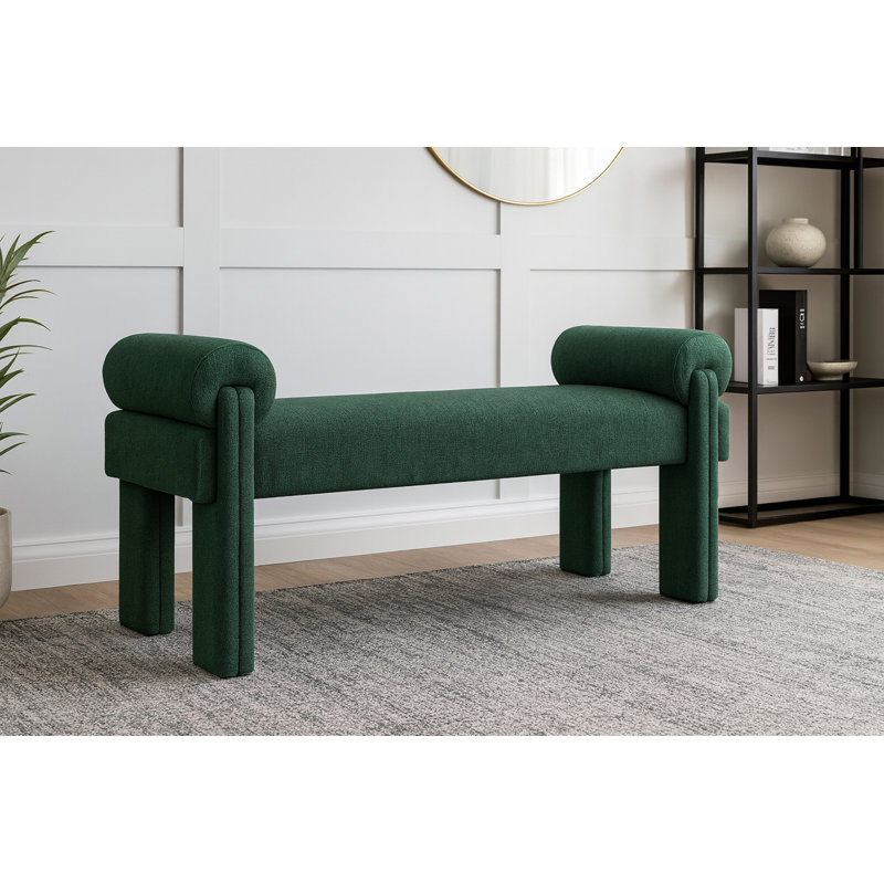 Banc rembourré Stefano, Tissu de polyester vert