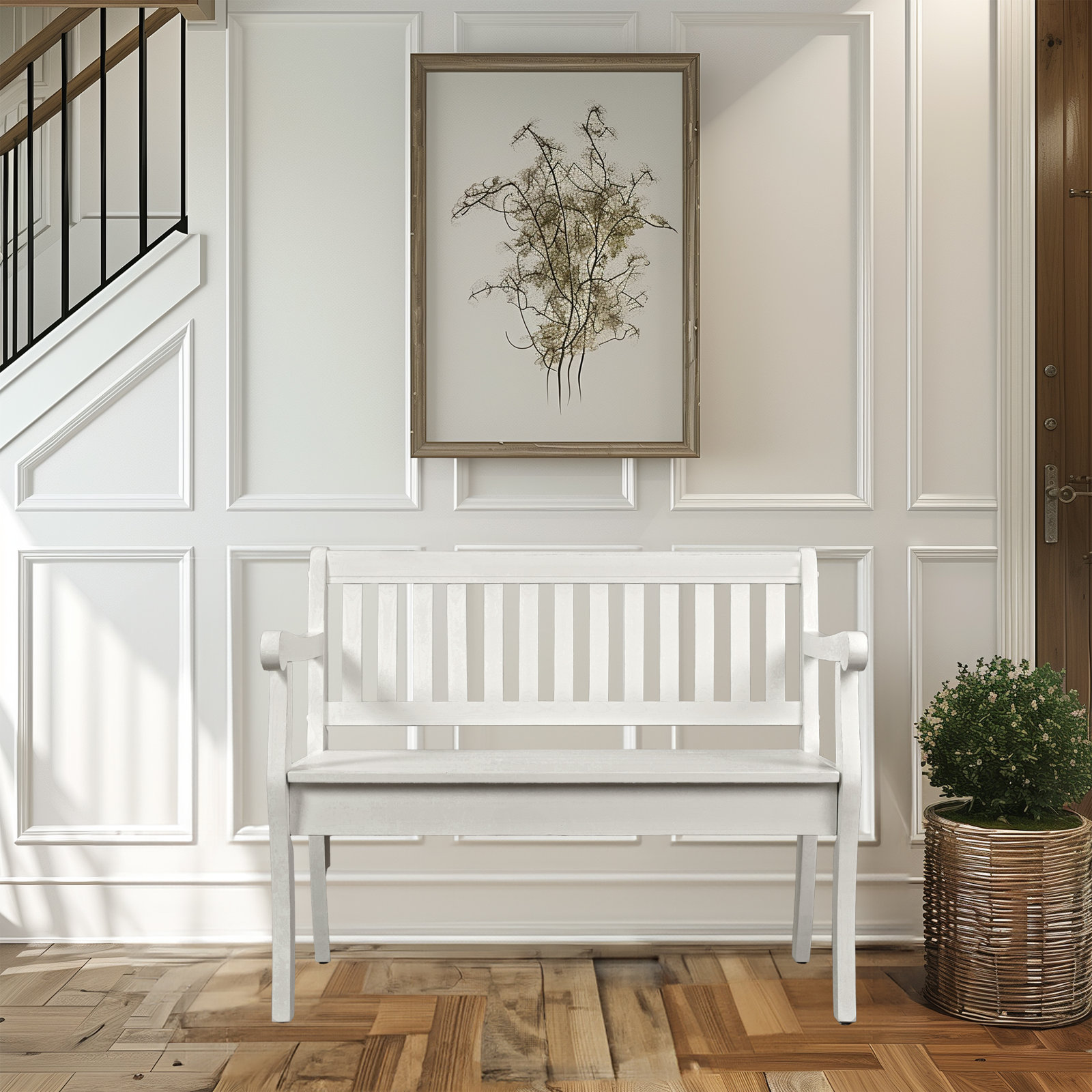 Castile Storage Bench, Weathered White