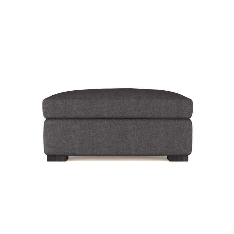 Crosby Ottoman, Plush Velvet Blue Print, Ebony