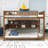 Wooden Bunk Bed with Shelves, LED Lighting and Pegboard Storage-278768536-278768537