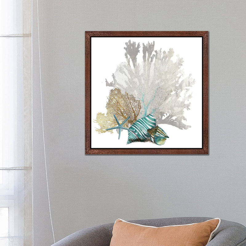 Coral Iv by Aimee Wilson - Painting on Canvas, Brown Framed, 93.98 cm H x 93.98 cm W