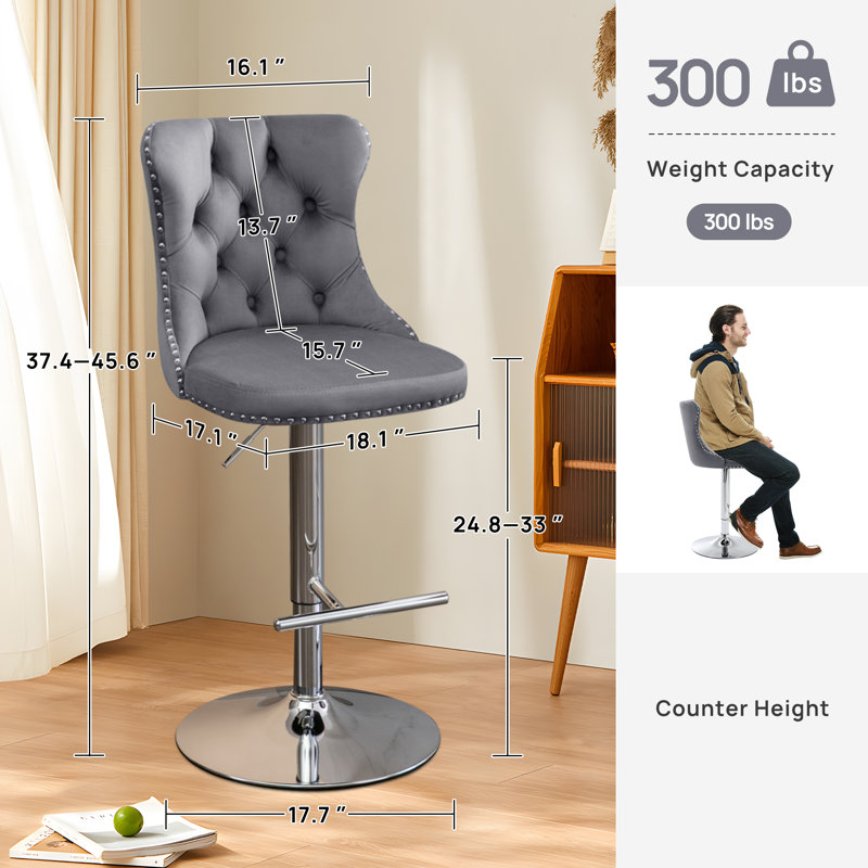 Tabouret pivotant à hauteur réglable Komara, Gris