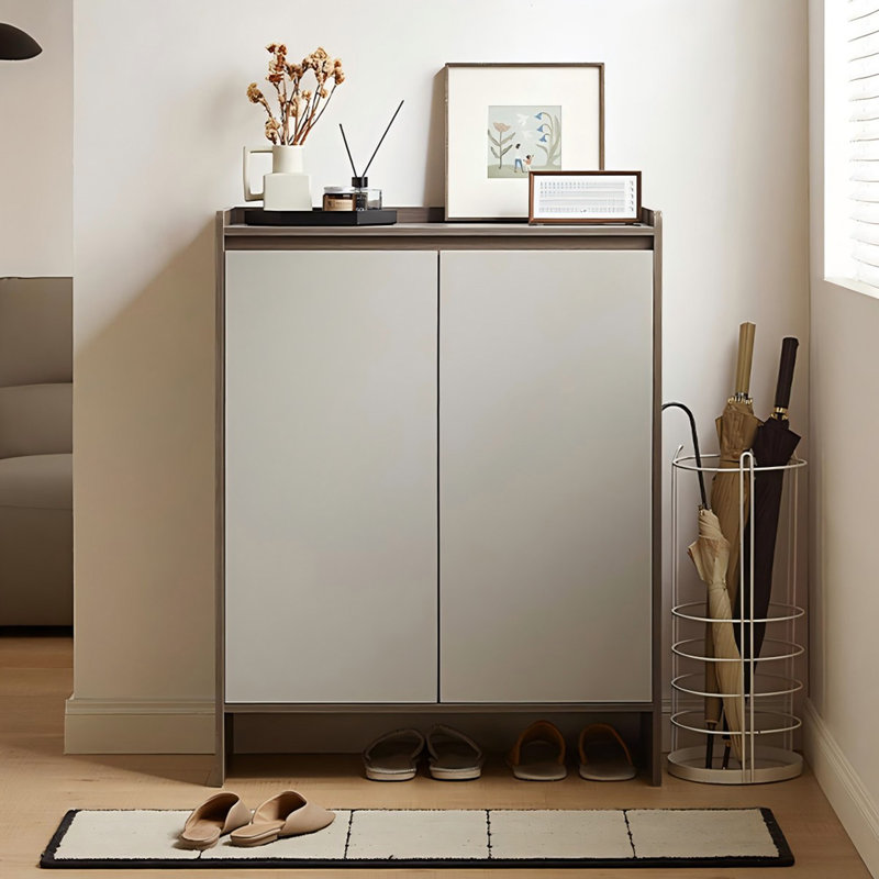 Dark-coffee+Light-grey Manufactured Wood Shoe Storage