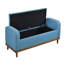 Banc de rangement à plateau relevable de style moderne Mid-Century, bleu, noyer de bois massif, essentiel pour la chambre à coucher, banc avec limite de poids de 300 lb, style, rembourré, structure, support