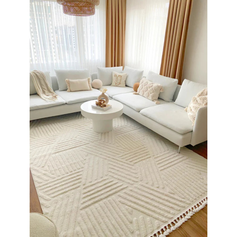 Delsie Cotton Striped Indoor / Outdoor Rug, Square 3'8"