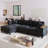 114.5''Corduroy Couch with 2 Pillows Oversized Sofa L Shaped Sectional Couch with Reversible Chaise with Two Armrests Hidden Storage Space Sectional Couches for Living Room-114499580-114499579