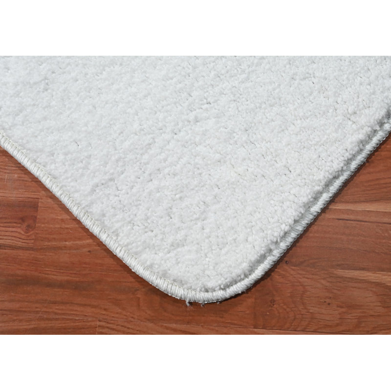 Felia Nylon 3 Piece Bath Rug Set with Non-Slip Backing, White