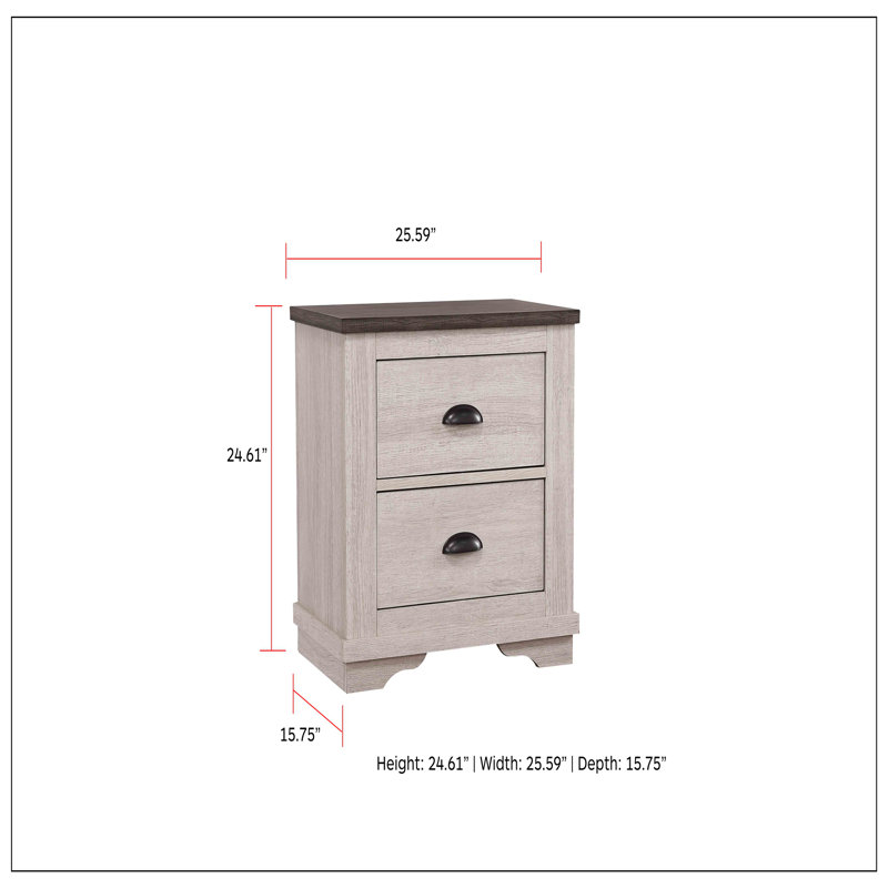 Nightstand For Bedroom, Off White/Gray