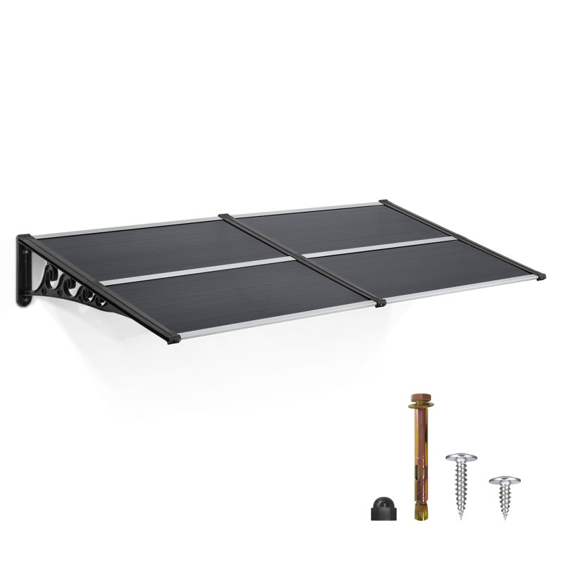 Outdoor Slope Window Awning, UV Resistance, Gray, 11" H x 79.1" W x 38.2" D