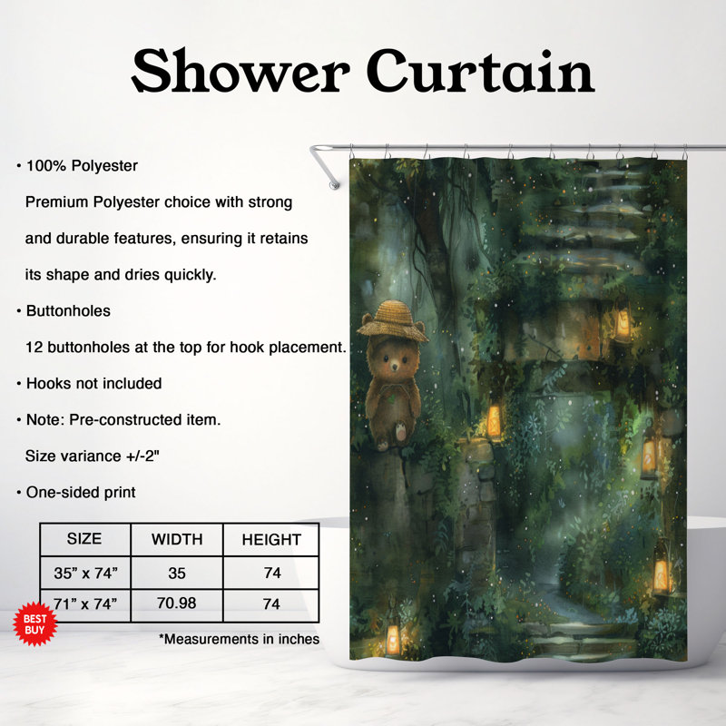 Bear Playtime - Premium Shower Curtain, 74"H x 71"W