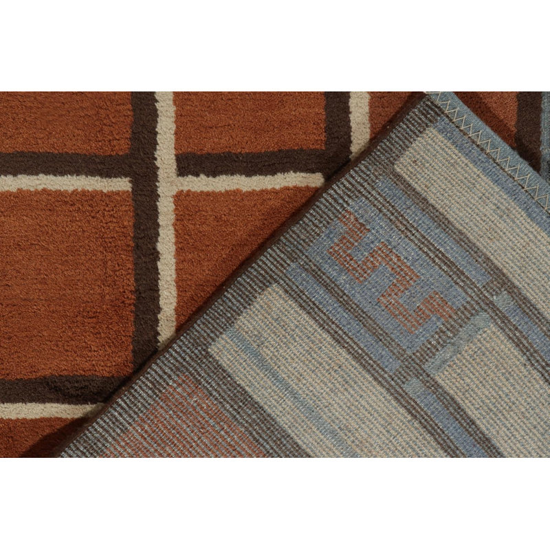 Scandinavian Hand Knotted Wool Geometric Area Rug, Rectangle 10' x 14'