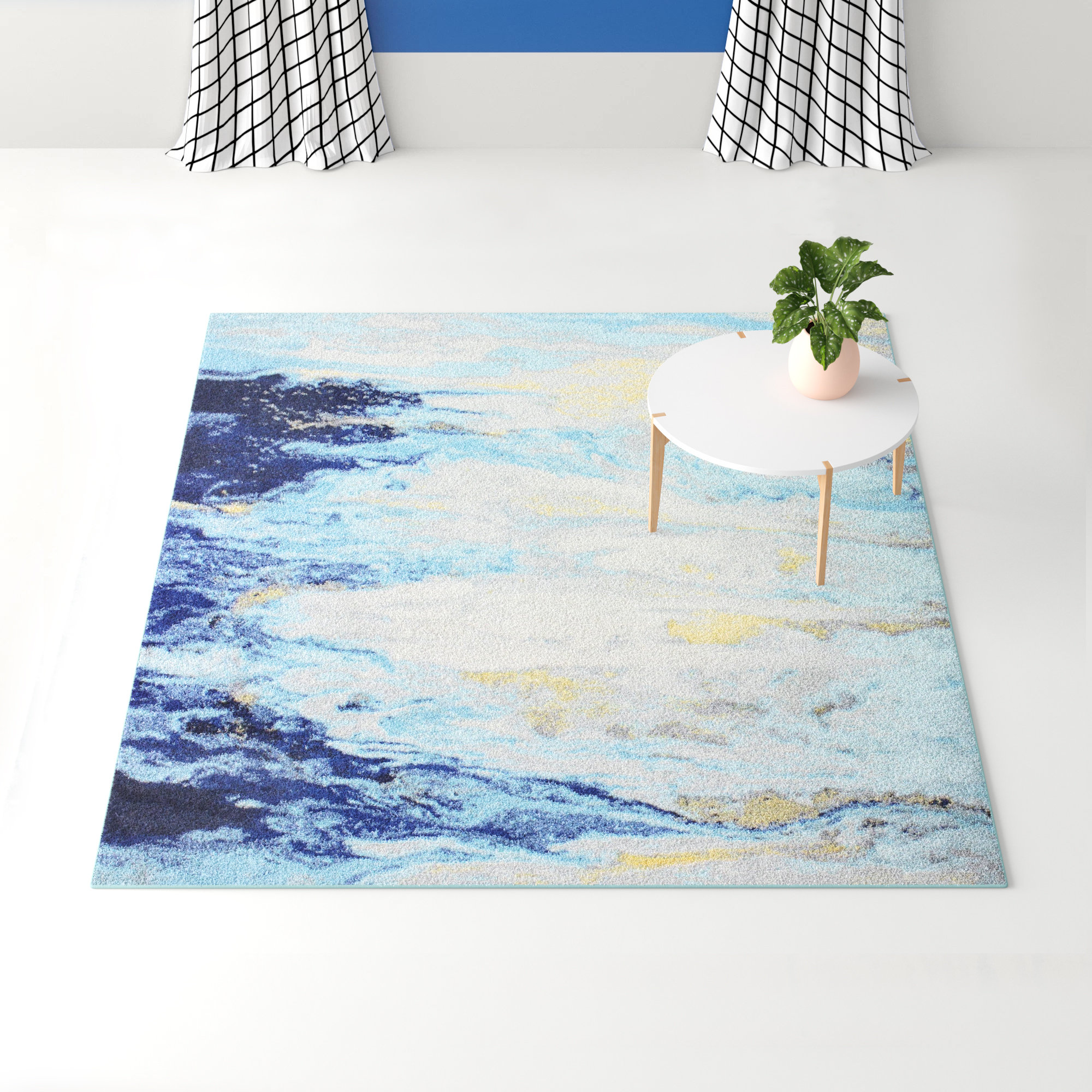 Hashtag Home Coughlin Abstract Blue Area Rug & Reviews | Wayfair