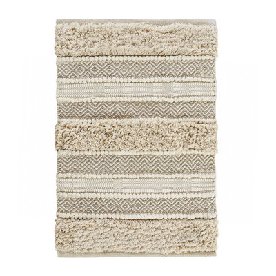 Woven Texture Stripe Bath Rug Natural 20X32"