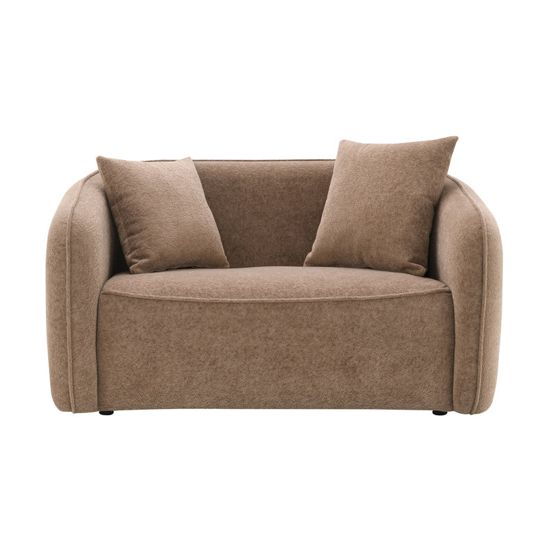 Causeuse Keith en chenille avec 2 coussins décoratifs assortis, Brun