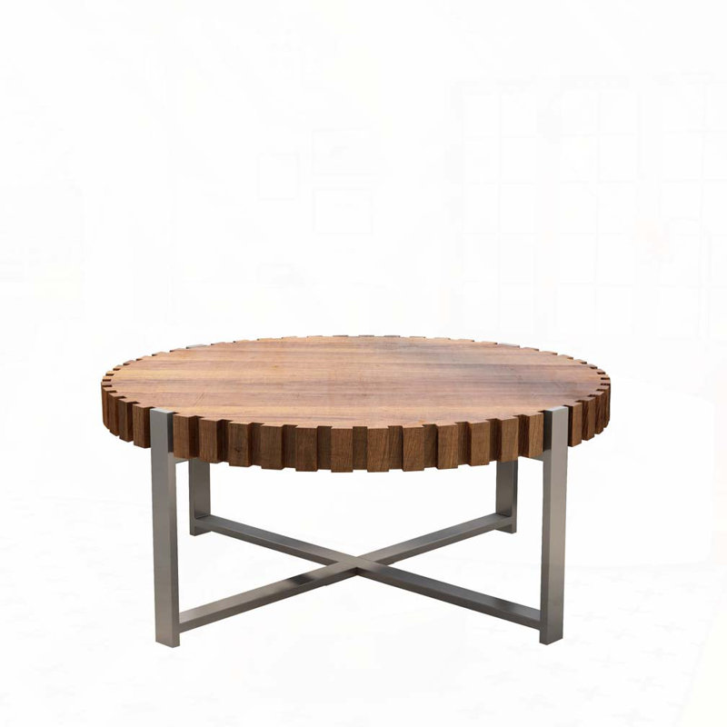 31.4" Natural Wood Texture Round Coffee Table