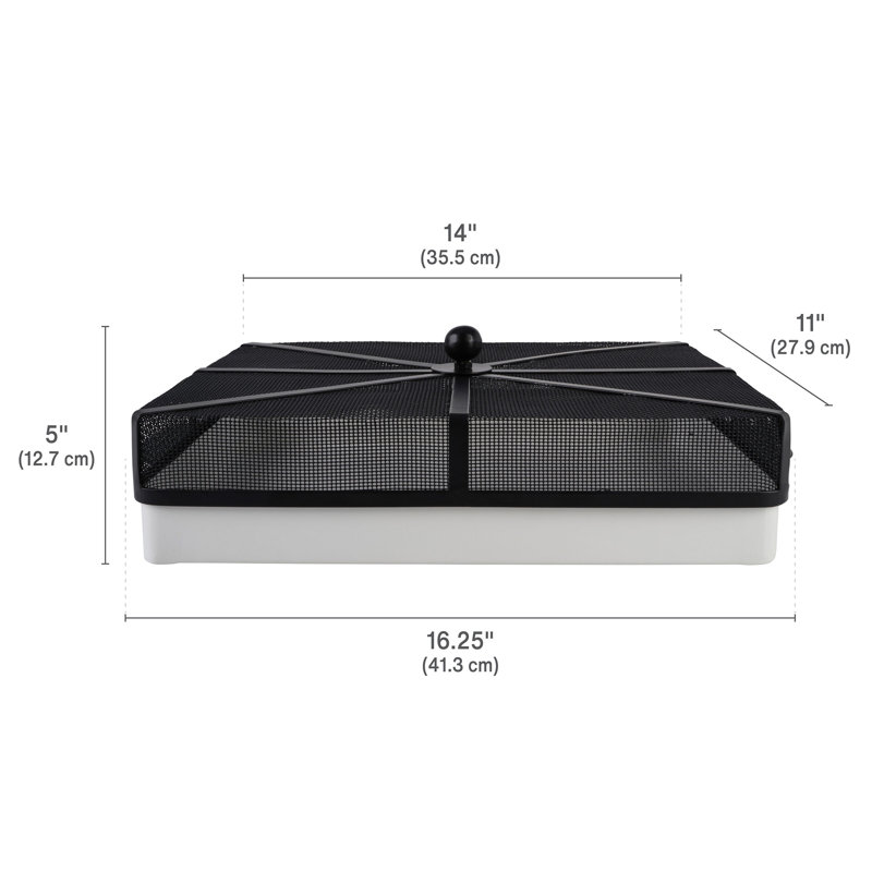 Desserte rectangulaire Gourmet Basics par Mikasa BBQ to Go avec couvercle en maille de fer, 16,5 x 11 po