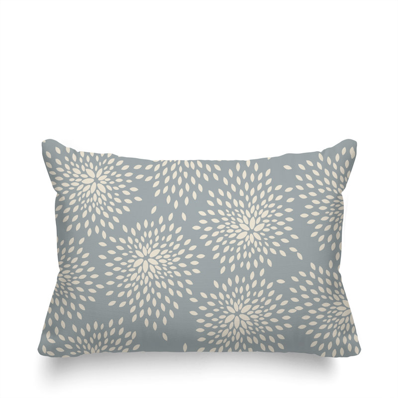 Housse et insert de coussin rectangulaire intérieur / extérieur en polyester filé Bavière, Gris / Crème