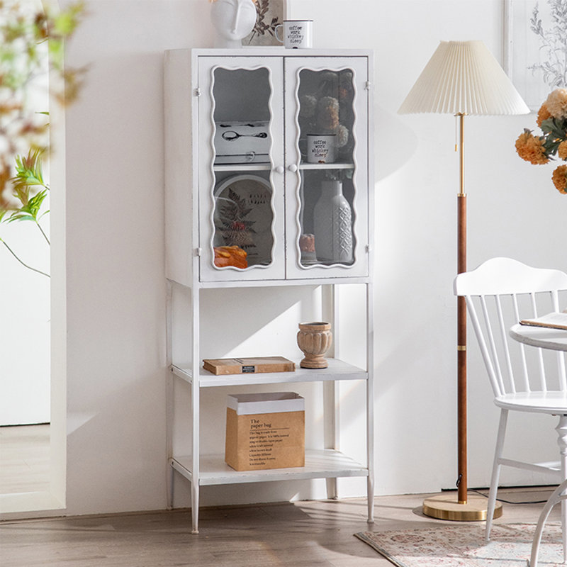 Rustproof Iron Bookcase with Glass Doors