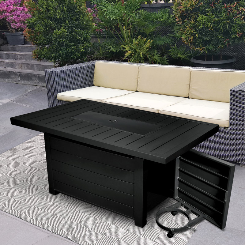 Serenity 50" Black Aluminum Gas Fire Pit Table