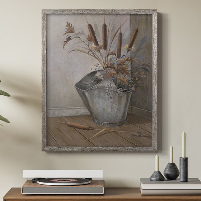 Berries & Cat Tails Framed Print - Solid Wood