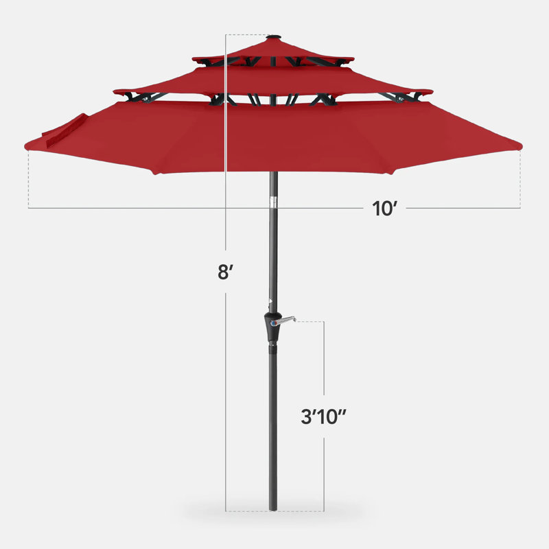 Parasol de patio à 3 niveaux, Red