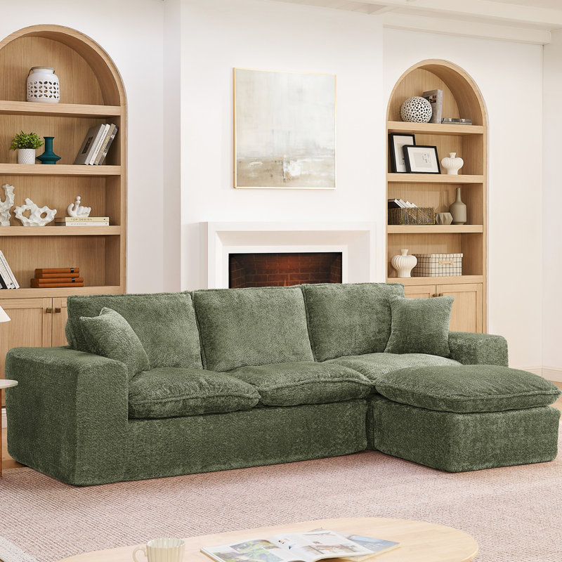 Canapé modulaire spacieux avec méridienne réversible, vert