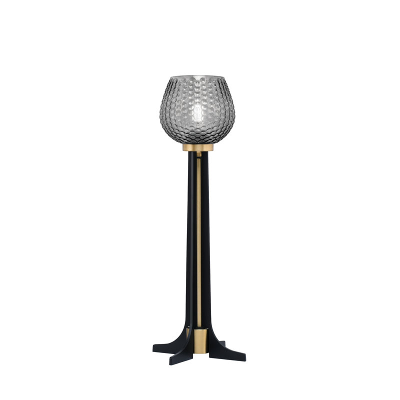 Lampe de table en métal Marene, Noir mat / laiton nouvel âge, Fumée