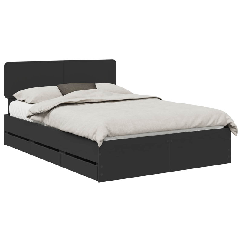 Bed Frame, European Kingsize (160 x 200 cm), Black