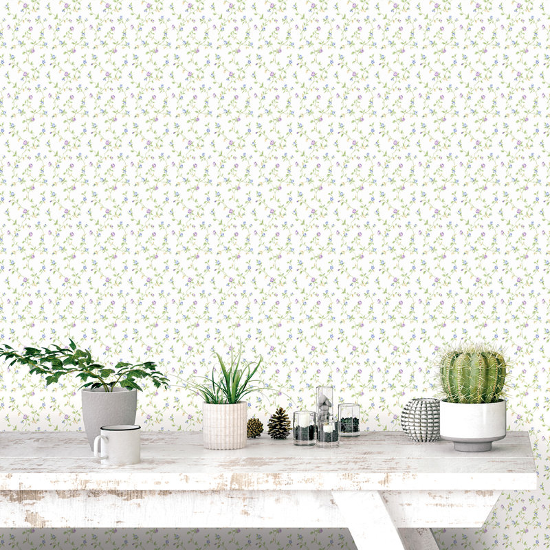 Capel 10m x 53cm Matte Wallpaper Roll, Lilac/White