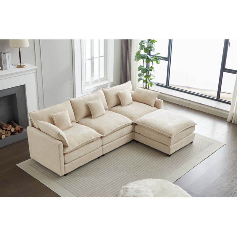 Canapé 3 places avec repose-pieds Majuma, Beige