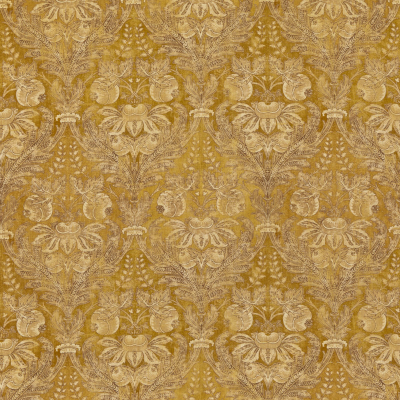 Coromandel Lapura Damask Fabric, Ochre
