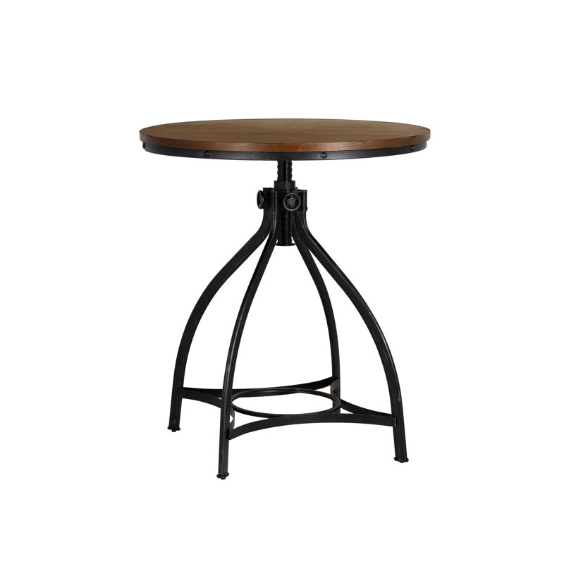 Kerome Round Adjustable Bar Table, Brown