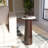  Solid Wood Marble-Top Round Drink Table -Pedestal Base in Walnut, No Assembly, Small Accent/Martini Table - Ma’gro