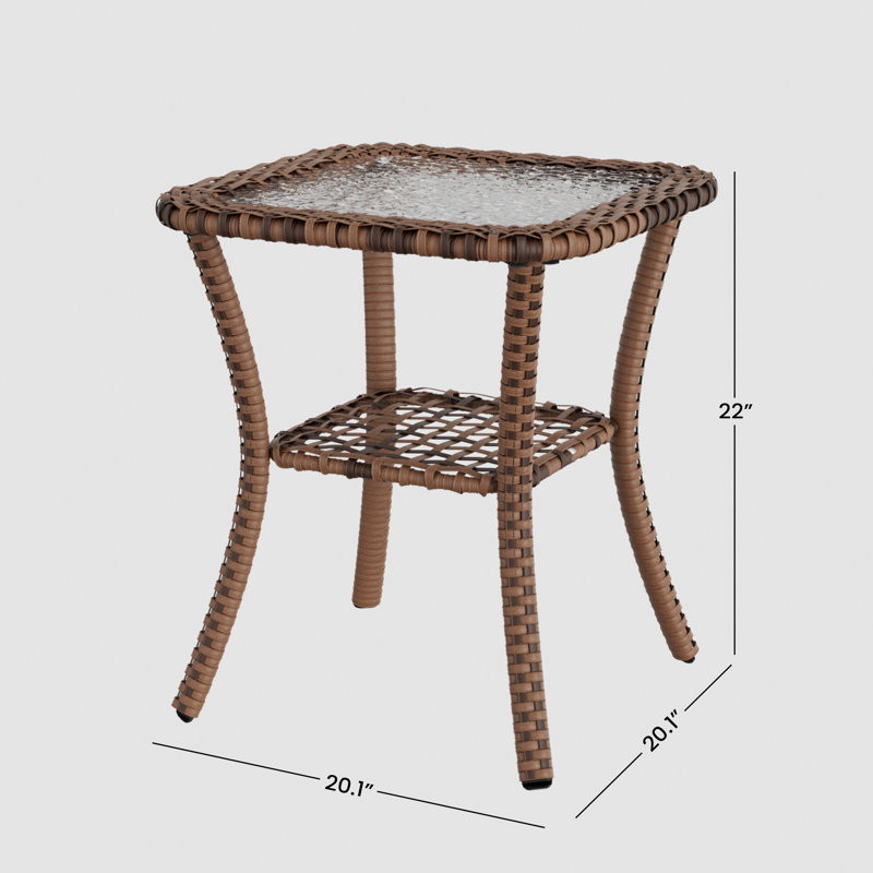 Canapé d'extérieur en rotin pour 7 personnes avec table de foyer et table d'appoint Kisner, Marine
