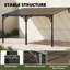 Outsunny 4 x 3 m Metal Lean-to Pergola Wall-Mounted Hardtop Gazebo Brown