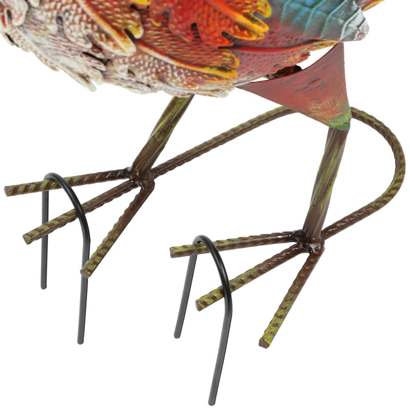 21.5"H Metal Rooster Garden Statue with Ground Stake