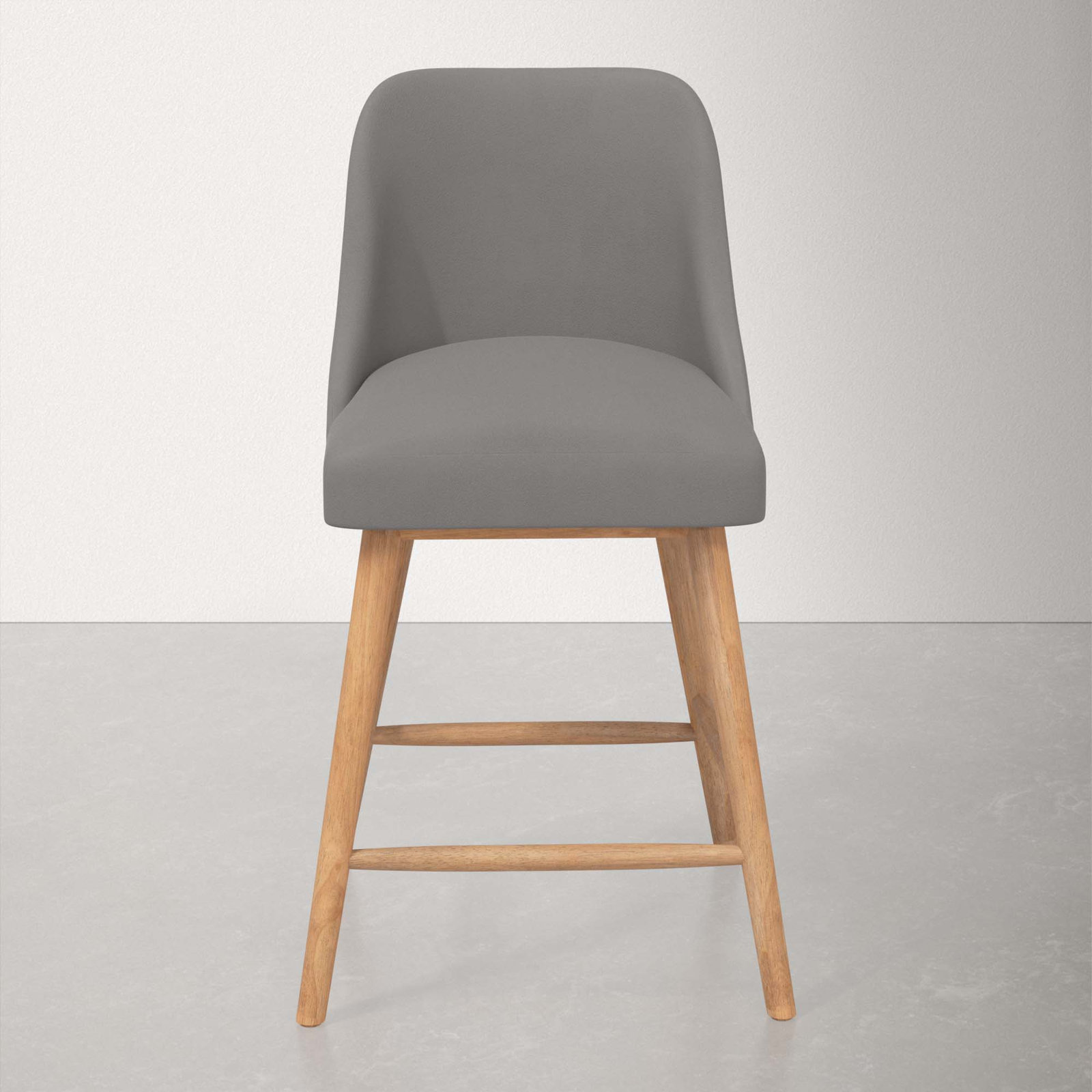 Gallie Stool, Natural Wood, Counter Stool (27" Seat Height), Classic Otter Performance Velvet