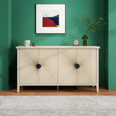 Buffet 4D Oor, buffet sculpté avec rangement, armoire à café moderne avec tablette réglable pour le salon, la salle à manger, la cuisine