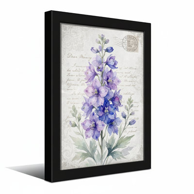 Plantes et fleurs Delphinium mauve à motif floral rétro