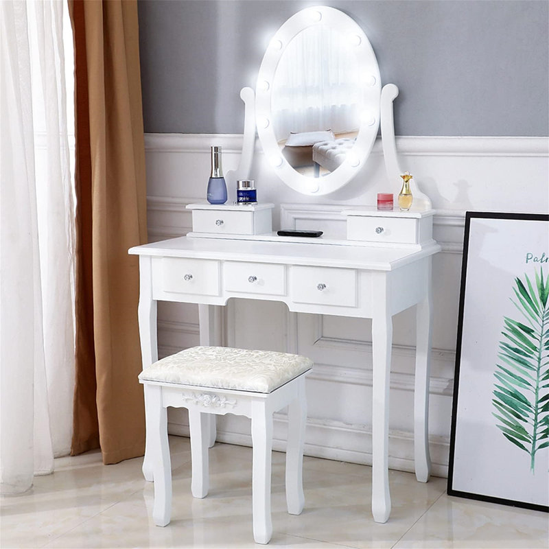 Ensemble de coiffeuse et tabouret de maquillage