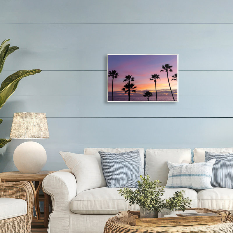 «Sunsets & Scattered Palm Trees», plaque murale par Jeff Poe, photographie, H 10 po x l 15 po