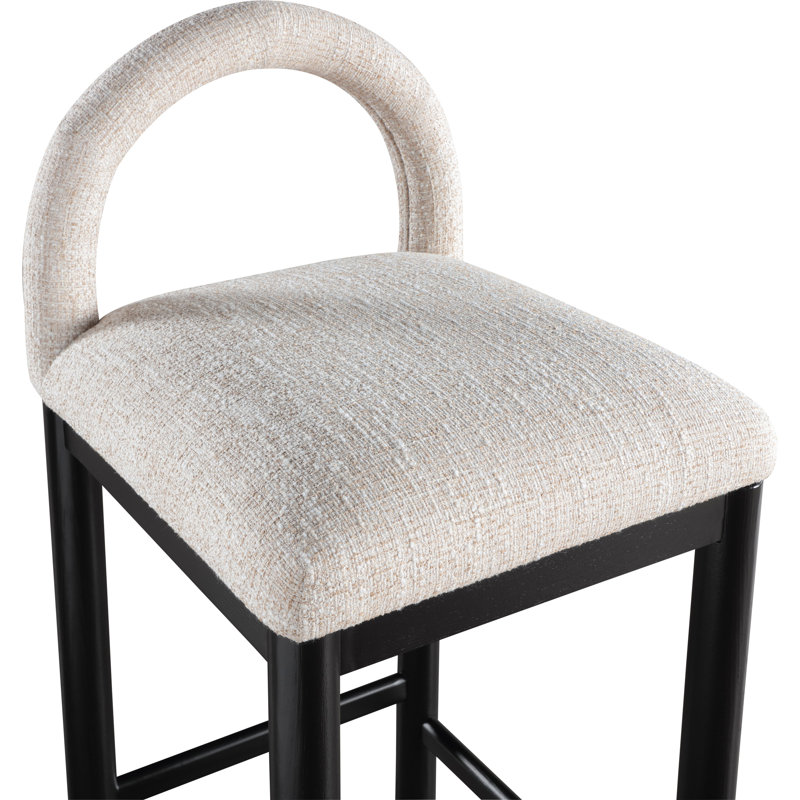 Tabouret de comptoir Conrad, Siège en tissu beige / structure noire