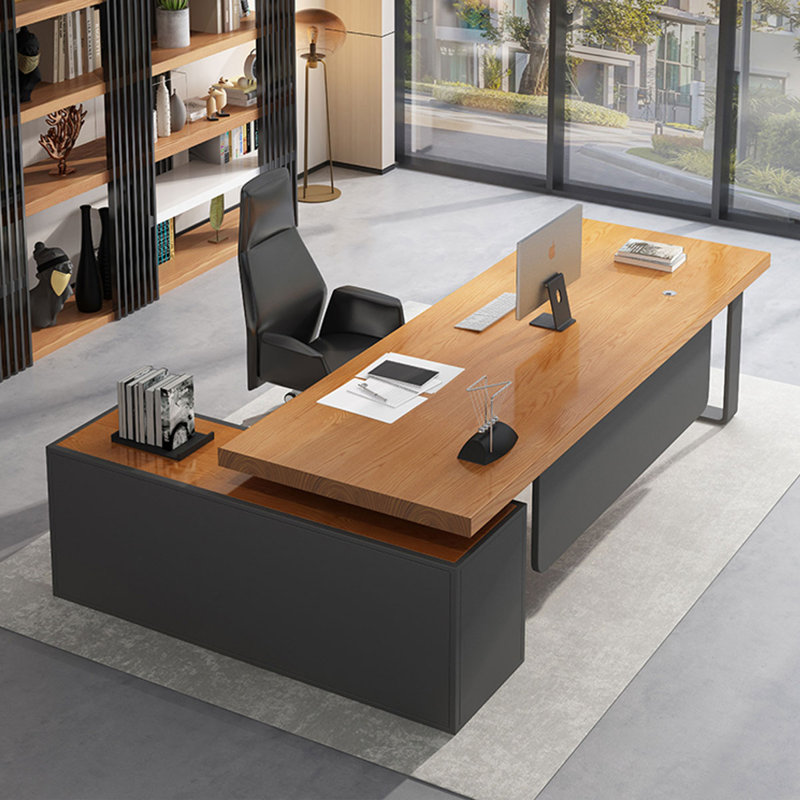 Bureaux en bois massif brun en forme de L, H 29,53 po x l 62,99 po x P 27,5 po