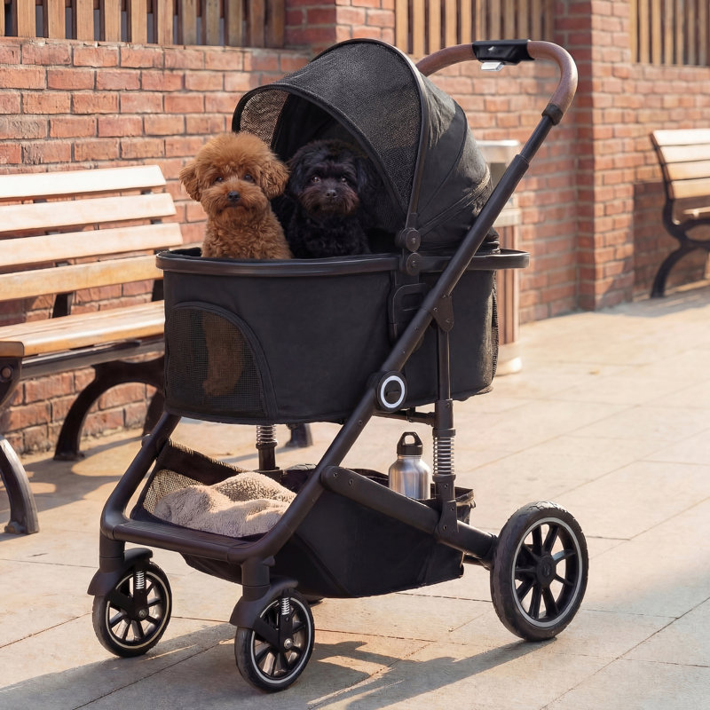 3-in-1 Pet Stroller for Dog, Folding Cat and Dog Stroller with Detachable Cradle, Black