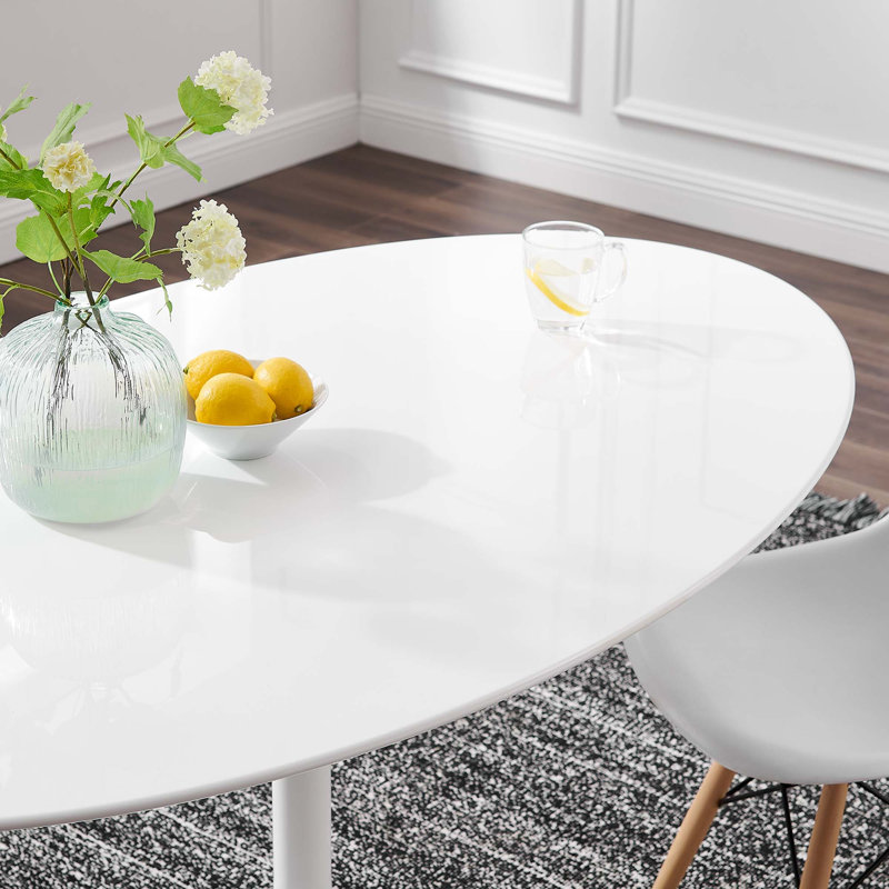 Table de salle à manger moderne Modway Lippa, H 28,5 po x l 35,5 po x L 60 po, Blanc, Blanc