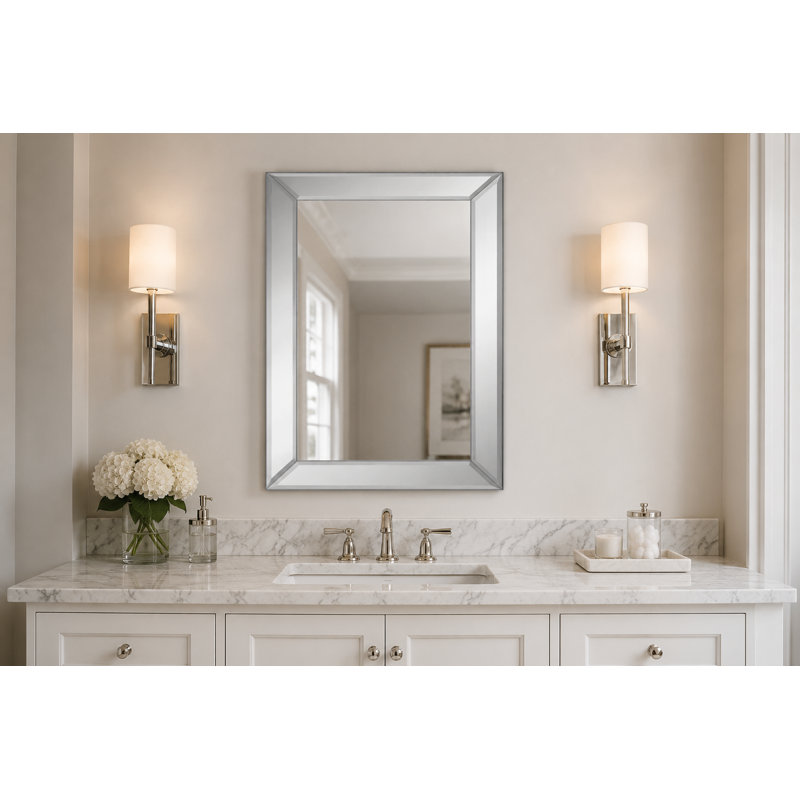 Miroir mural rectangulaire contemporain pour salle de bain, chambre à coucher, salon